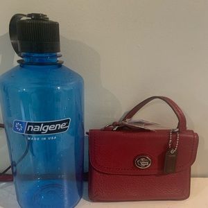 Red leather coach cross body bag